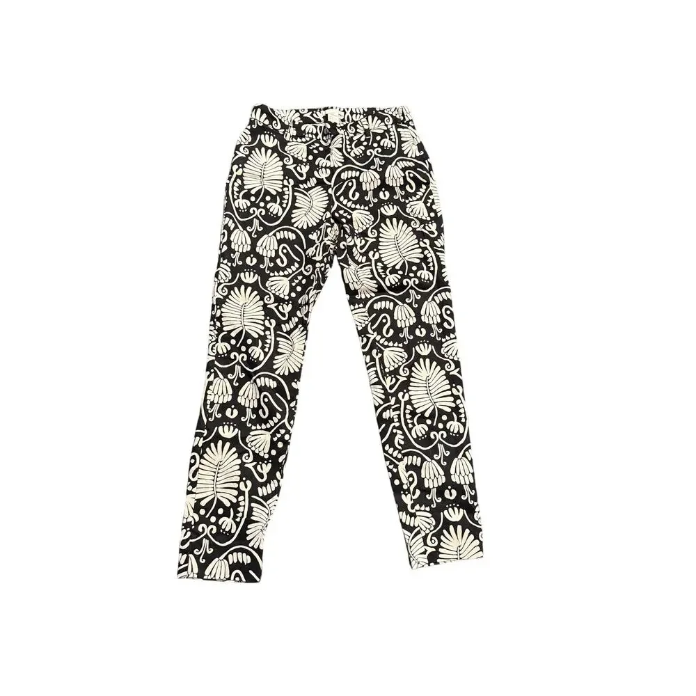 H&M Floral Ankle Stretch Pants - Black & White - Size 6